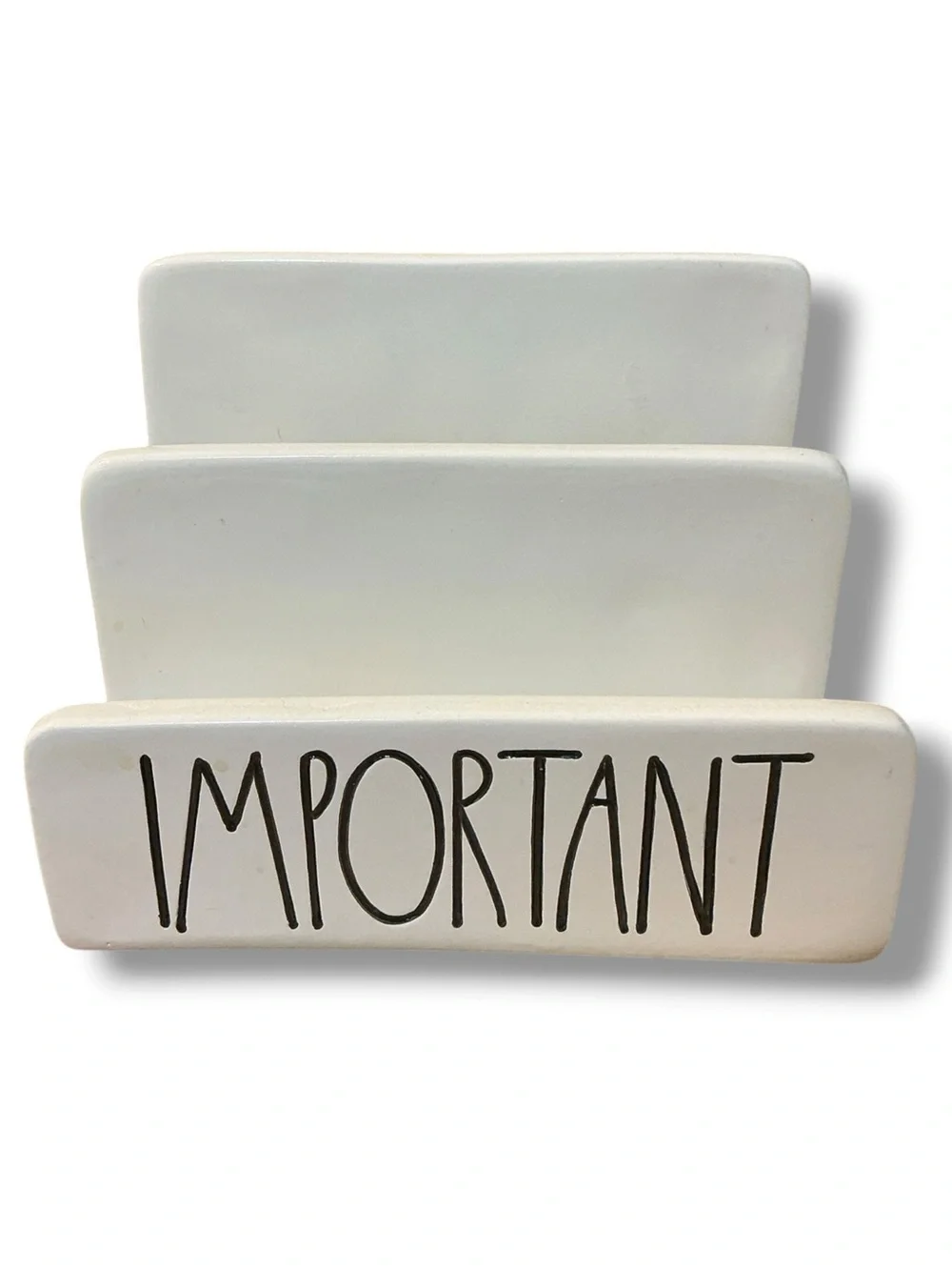 Rae Dunn White 'IMPORTANT' Three-Slot Desk Organizer